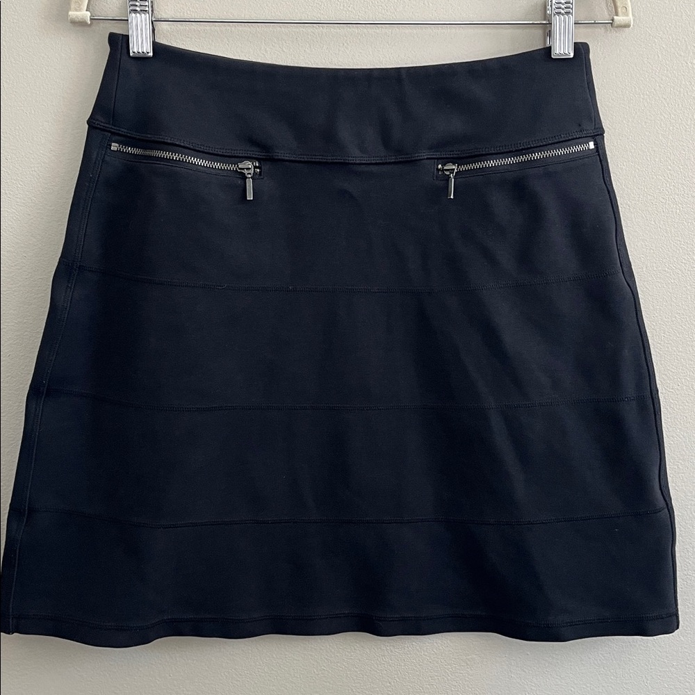 Athleta Strata A Line black ponte mini knit skirt size small